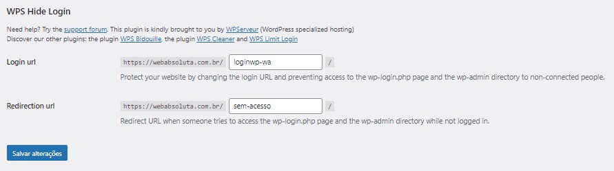 Mudança da URL do Login WordPress